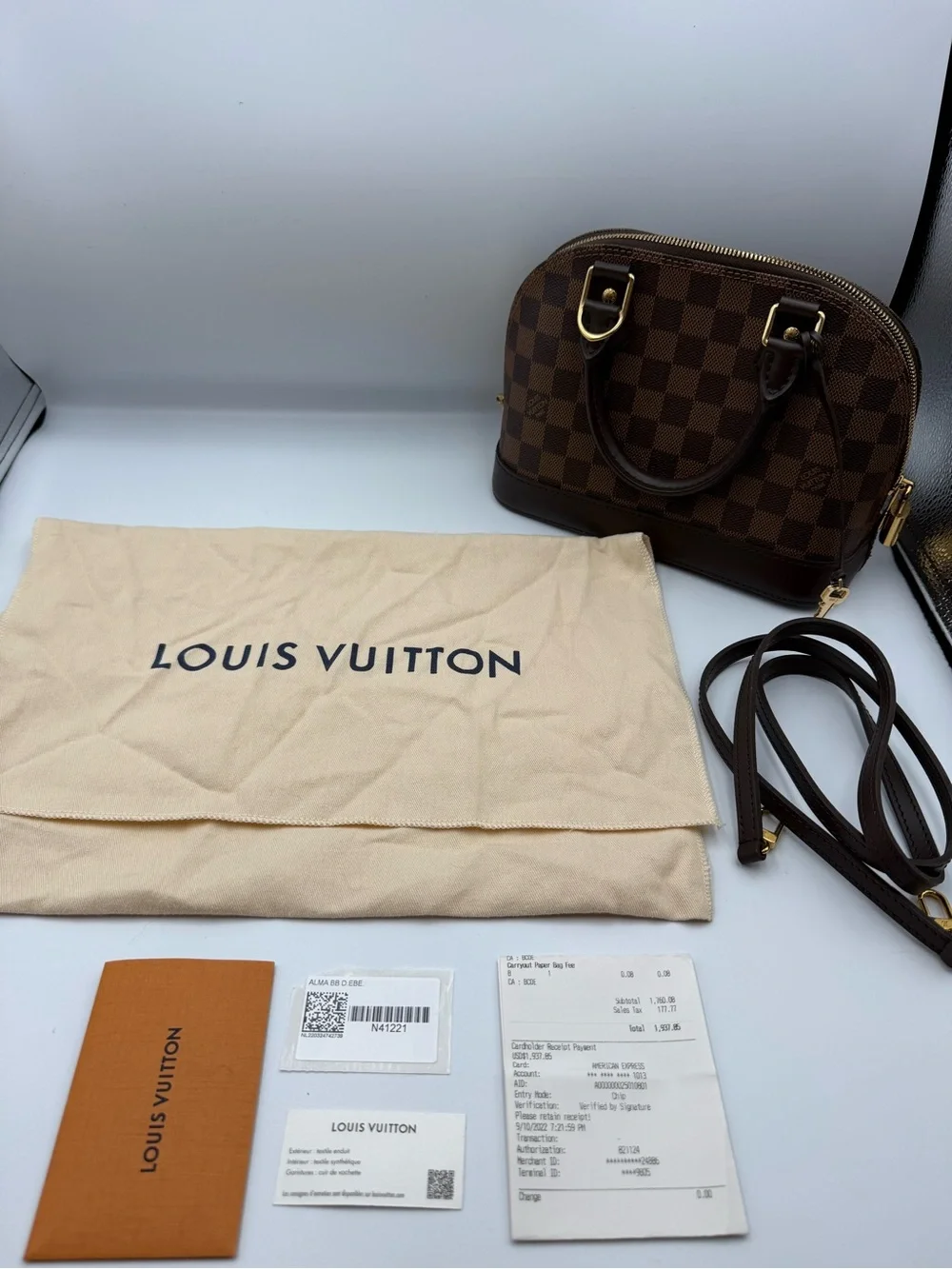 Louis Vuitton Brown Damier Ebene Alma BB with Gold Hardware